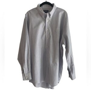 LANDS’ END Men’s Classic Blue and White Casual Button Down Shirt  Size 16-1/2X33